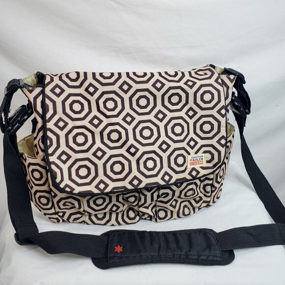 Jonathan Adler Handbags - Jonathan Adler Cream Geometric Dash Skip Hop Baby Diaper Messenger bag